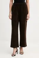 Bavlněné kalhoty United Colors of Benetton dámské, hnědá barva, široké, high waist, 494BDF0A7