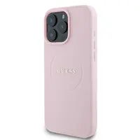 Zadní kryt Guess PU Grained Classic Logo MagSafe pro Apple iPhone 16 Pro Max, růžová