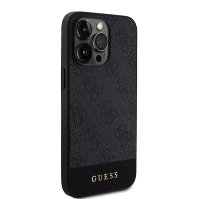 Zadní kryt Guess PU 4G Stripe MagSafe pro Apple iPhone 15 Pro, černá