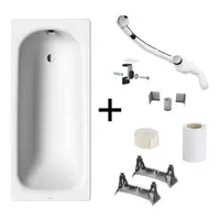 Kaldewei Saniform Plus kompletná sada obdĺžniková vaňa 180x80 cm smaltovaná oceľ ľavá aj pravá s montážnou sadou KALDEWEISET4