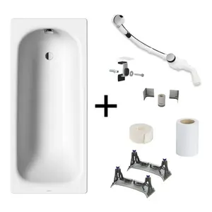 Kaldewei Saniform Plus kompletná sada obdĺžniková vaňa 180x80 cm smaltovaná oceľ ľavá aj pravá s montážnou sadou KALDEWEISET4