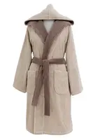 Dámský krátký župan LEAF s kapucí L Béžová