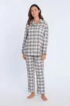 Dámské flanelové pyžamo BLANCA XL Krémová / Černá