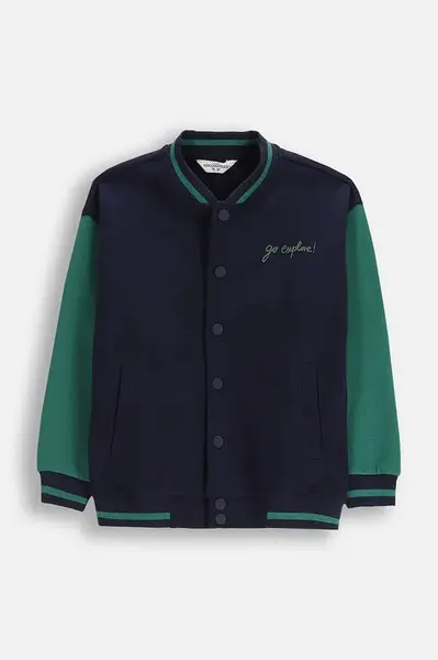 Dětská mikina Coccodrillo tmavomodrá barva, s kapucí, hladká, YETI BOY KIDS