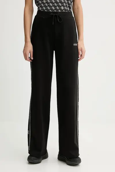 Tepláky Guess OCTAVIA dámské, černá barva, s aplikací, V5BB12 KCX22