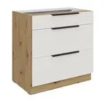 Spodní skříňka Aria 80 D 3S BB - Premium Box Barva korpusu: Dub artisan, Barva dvířek: WH - Crystal white AFM
