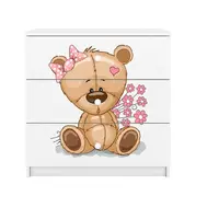 Dětská komoda Babydreams bílá - Medvídek s kytičkami
