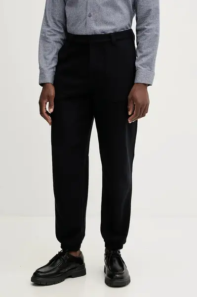 Kalhoty s příměsí vlny Armani Exchange tmavomodrá barva, XM000941 AF16644