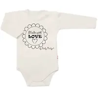 Baby Nellys Body dlouhý rukáv Made with love,  béžové vel.  62