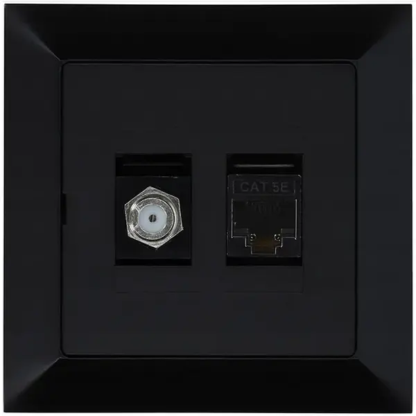 Zásuvka typu F + RJ-45 Medium černá