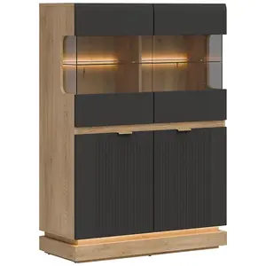 Vitrína Nízka Milton Ml04 Dub Crem Torro Antracit