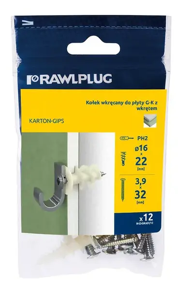 Hmoždinka do sadrokartónových stien so skrutkou 14x22 mm