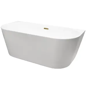 Voľne stojaca vaňa prístenná Vica New 160/80 + sifón klik-klak čistený z hora s prepadom štrbinovým slim zlatý