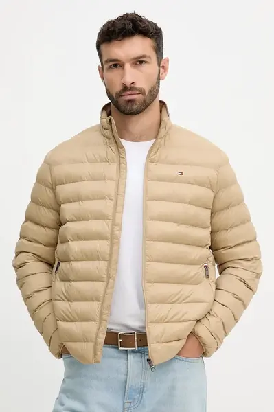 Bunda Tommy Hilfiger pánská, béžová barva, přechodná, MW0MW37634