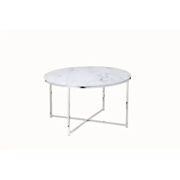 Livetastic KONFERENČNÍ STOLEK, bílá, barvy chromu, kov, sklo, 80/80/45 cm