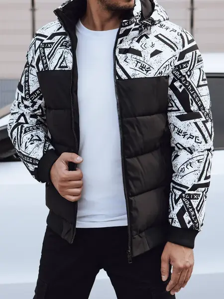 Kurtka zimowa męska pikowana z kapturem biała Dstreet