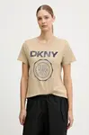 Bavlněné tričko Dkny dámské, černá barva, DP5T1366