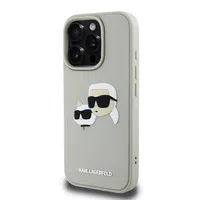 Zadní kryt Karl Lagerfeld 3D Rubber Double Heads pro Apple iPhone 16 Pro Max, béžová
