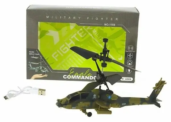 Vojenská RC helikoptéra Eagle Commando – ovládání pohybem ruky