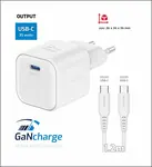 Swissten síťový adaptér /GaN/USB-C/35W/Power Delivery/ + datový kabel USB-C/USB-C/ bílá