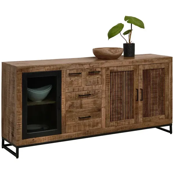 Carryhome ŠIROKÁ KOMODA, mangové dřevo, přírodní barvy, světle hnědá, 175/80/40 cm