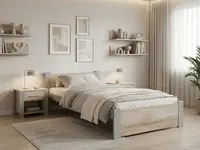 Posteľ IKAROS 90 x 200 cm, dub sonoma/sivá Rošt: S lamelovým roštom, Matrac: Bez matraca