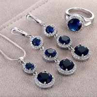 Flat Round Alloy Cubic Zirconia Pendant Necklaces & Hoop Earrings & Rings Sets