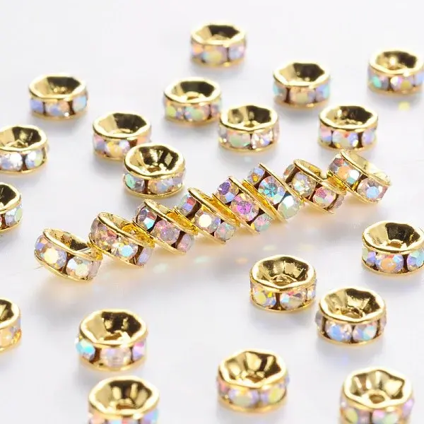 Brass Grade A Rhinestone Spacer Beads