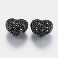 Brass Micro Pave Cubic Zirconia Beads