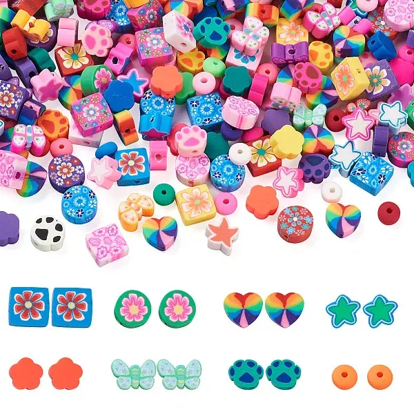 320Pcs 8 Styles Handmade Polymer Clay Beads