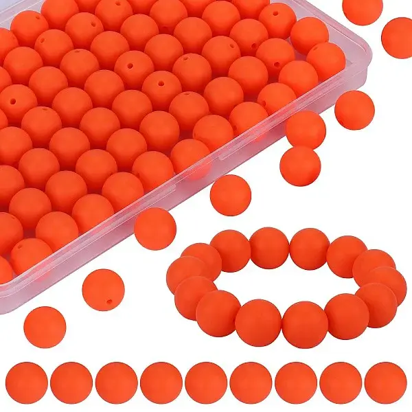 80Pcs Round Silicone Focal Beads
