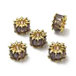 Brass Micro Pave Cubic Zirconia Beads