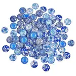 Blue and White Printed Glass Cabochons