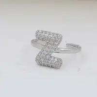 Brass Micro Pave Clear Cubic Zirconia Cuff Rings