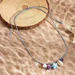 Summer Beach Porcelain Fish & Natural Cowrie Shell Pendant Cotton Cord Adjustable Necklaces