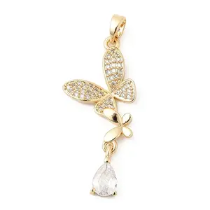 Brass Micro Pave Cubic Zirconia Pendants