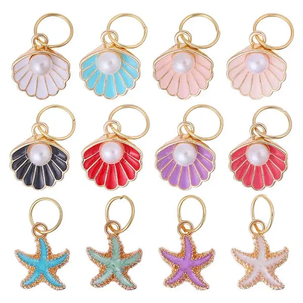 12Pcs Marine Organism Theme Allly Enamel Shoes Charms