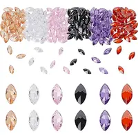 180Pcs 6 Colors Cubic Zirconia Pointed Back Cabochons