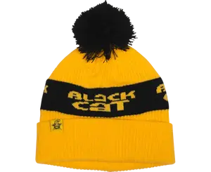 Black cat čepice yellow bobble hat