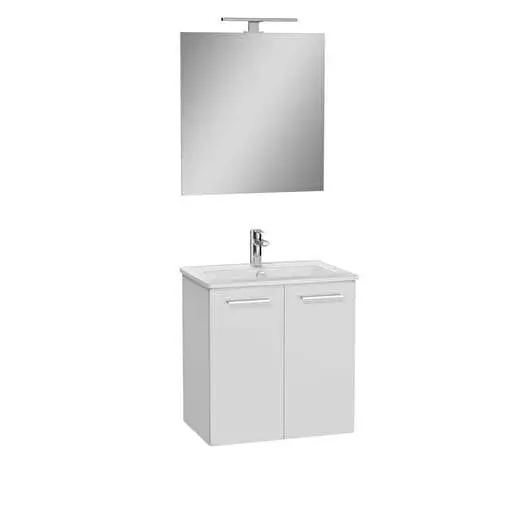 Kúpeľňová zostava s umývadlom zrcadlem a osvětlením VitrA Mia 59x61x39,5 cm biela lesk MIASETFP60B