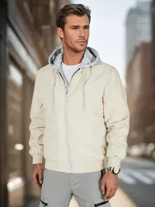 Pánská bomber bunda s kapucí bílá