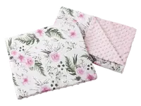 Medi Partners Quilt 55x75 + pillow 35x30 cotton + minky – Flowers + light pink minky