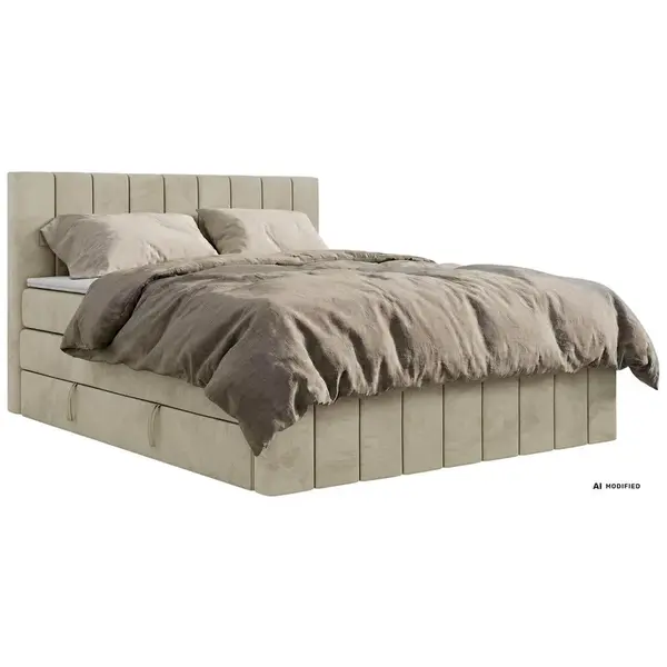 MKS POSTEL BOXSPRING ALVER KING DUO 200/200 - Béžová Samet - Topper T25 - H4