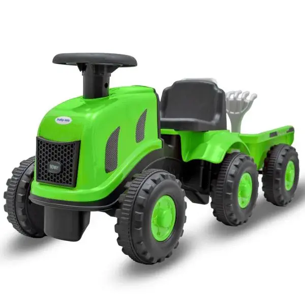 Dětské odrážedlo traktor s vlečkou a nářadím Baby Mix Benny zelené