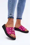 Dámské Zamszové Pantofle S Připínkami Fuchsie Vinceza 66741