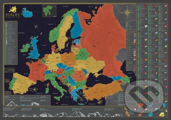 Nástenná mapa Európy (prevedenie bez stieracej vrstvy)