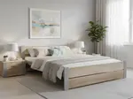 Posteľ IKAROS DOUBLE 140 x 200 cm, dub sonoma/sivá Rošt: S latkovým roštom, Matrac: Matrac COCO MAXI 20 cm