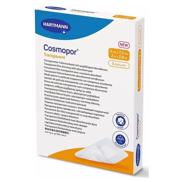 HARTMANN Cosmopor transparent sterilný 5 x 7.2cm 5 kusov