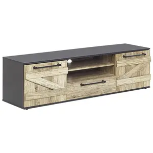Beliani TV STOLEK Světle hnědý, Černý SALTER 40/150/43 cm