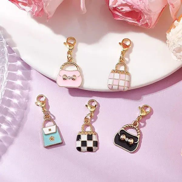 5Pcs Bag Alloy Enamel Pendant Decoration